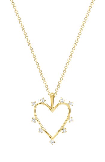 Shop Ron Hami 14k Yellow Gold Diamond Open Heart Pendant Necklace In Gold/diamond