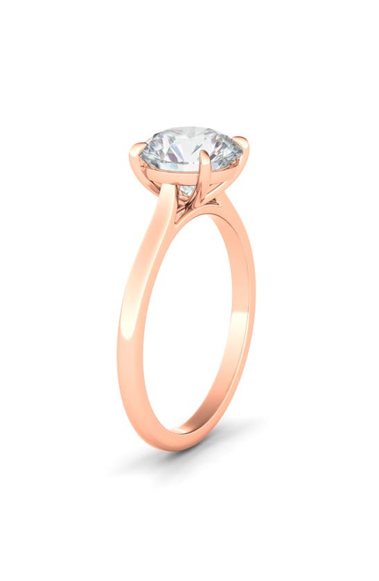 Hautecarat 18k White Gold Round Cut Lab Created Diamond Engagement Ring In 18k Rose Gold
