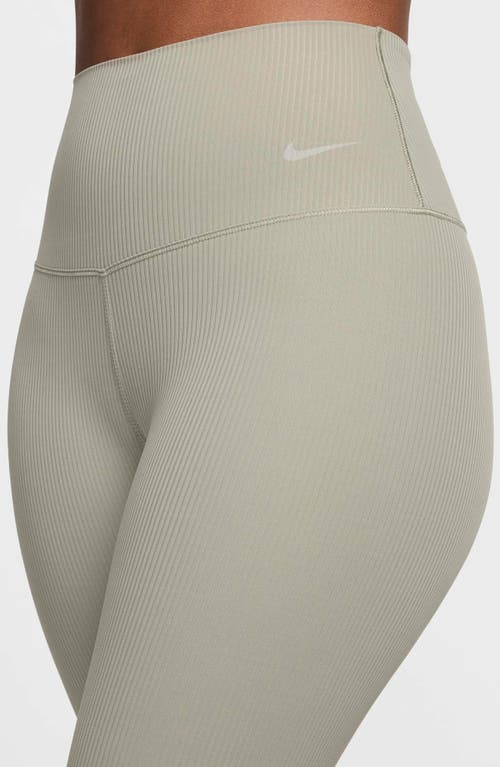 Shop Nike Zenvy Dri-fit High Waist Rib Bike Shorts In Light Army