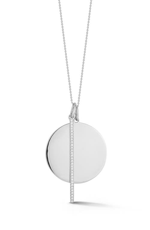 Sylvie Rose Diamond Pavé Bar & Disc Pendant Necklace in White Gold