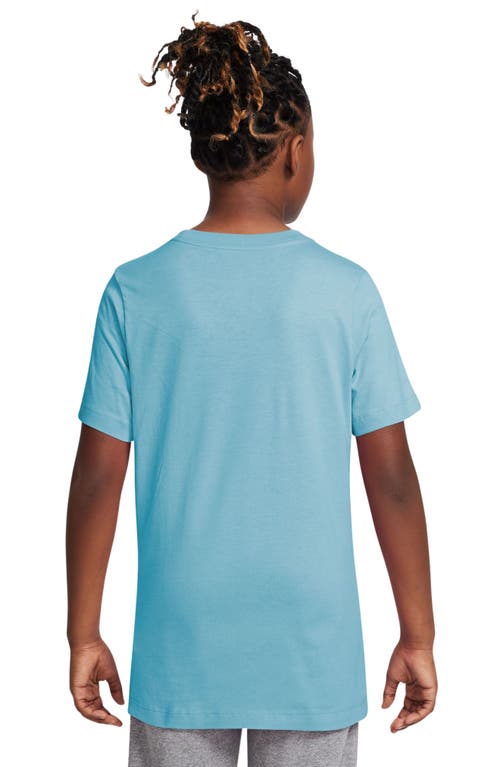 Shop Nike Kids' Embroidered Swoosh T-shirt In Aquarius Blue/white