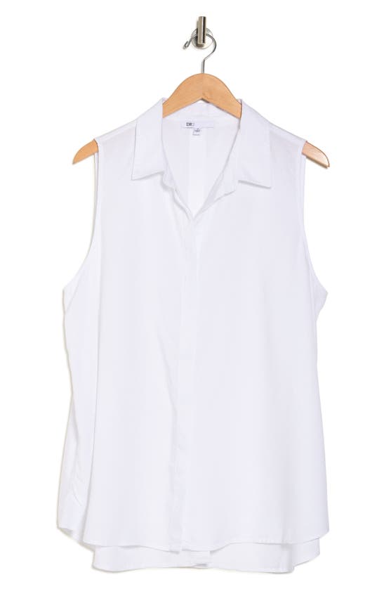 Shop Dr2 By Daniel Rainn Sleeveless Button-up Shirt In New White