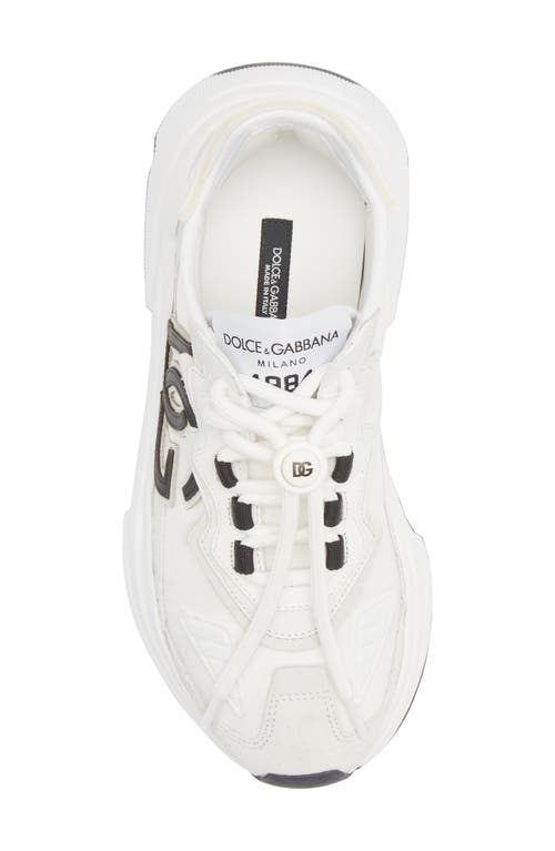 Dolce & Gabbana Woman Multicolor Fabric And Leather Daymaster Sneakers In White/black