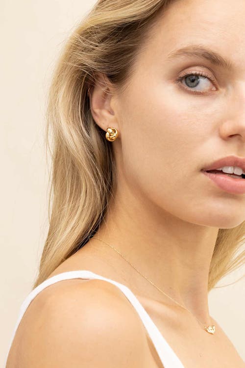 Shop Oradina 18k Yellow Gold Knotted Love Studs