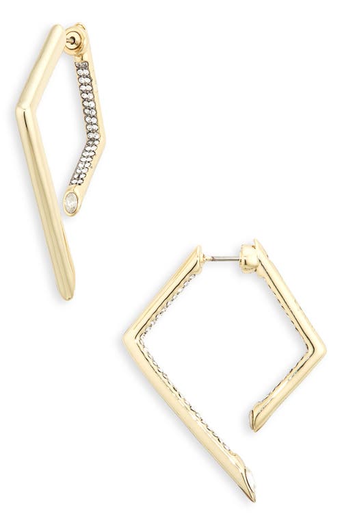 DEMARSON Mini Yana Pavé Crystal Asymmetric Drop Earrings in Gold/Hema Pave Crystals