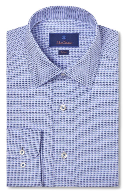 Shop David Donahue Trim Fit Geometric Pattern Twill Dress Shirt In Blue/sky