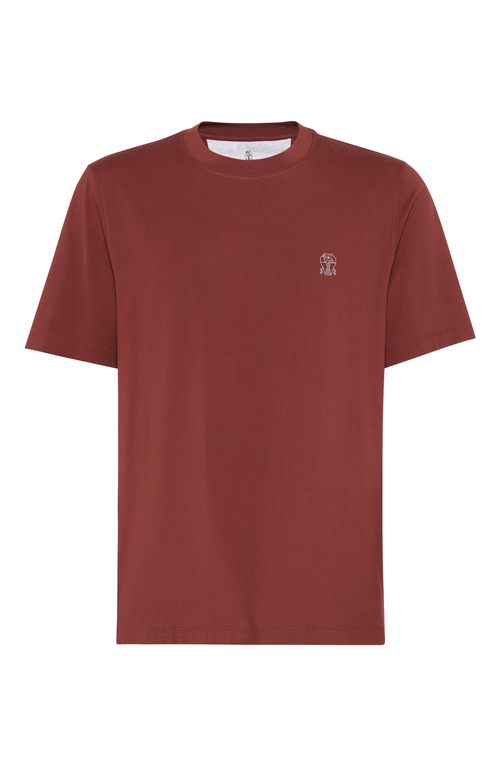 Shop Brunello Cucinelli Jersey T-shirt With Logo In Coral