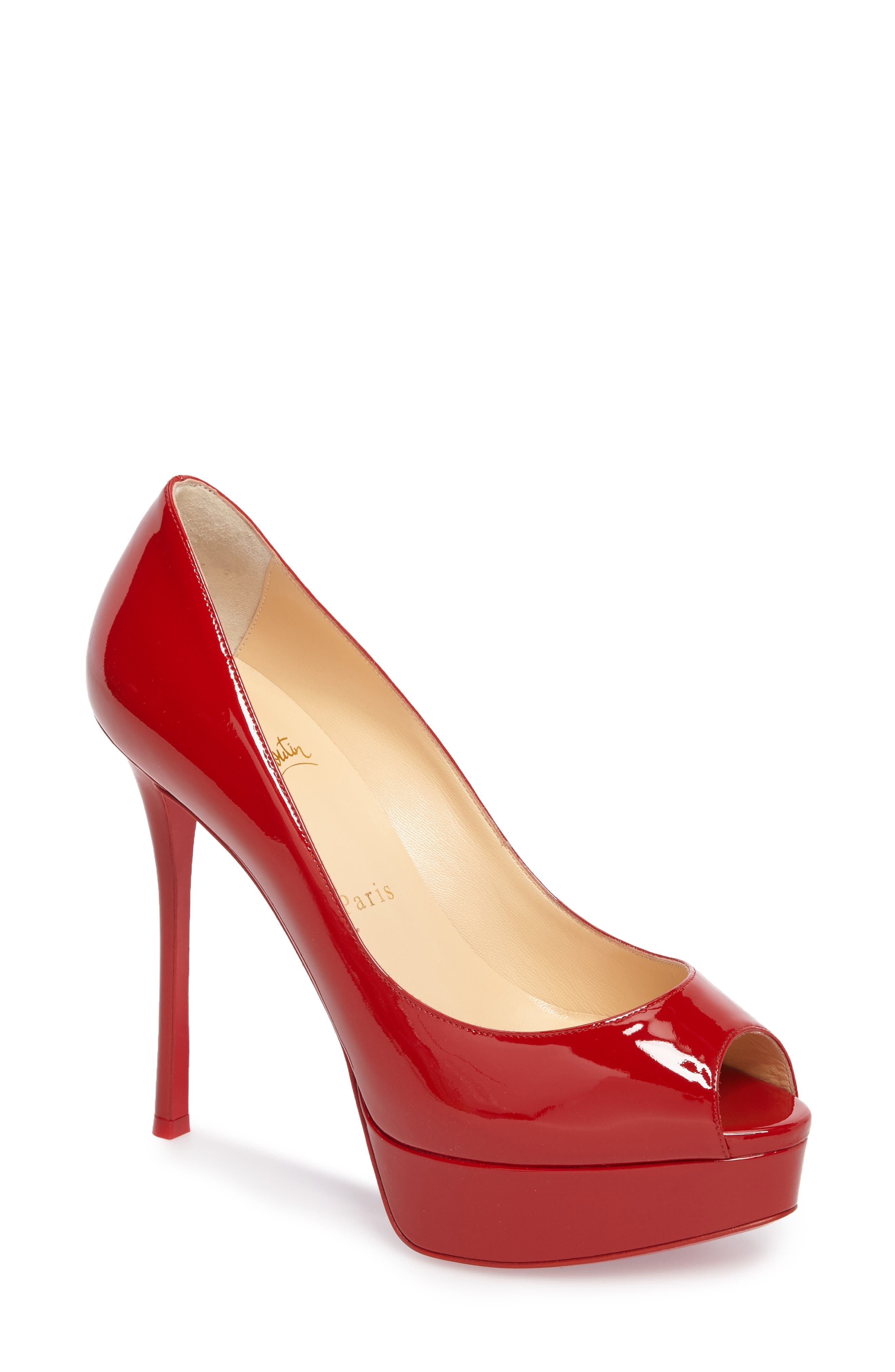 Christian Louboutin Fetish Peep Toe Platform Pump, Red