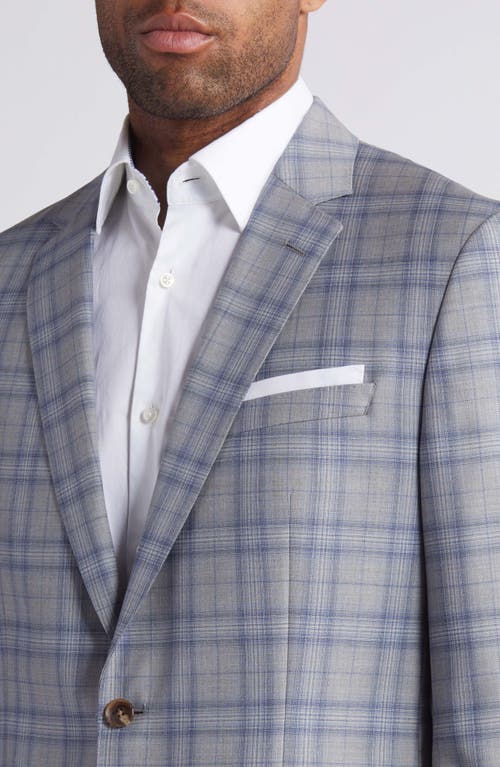 Shop Hugo Boss Boss Hutson Plaid Virgin Wool Blazer In Silver