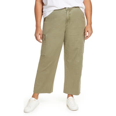 Plus Size Habitual Luci High Waist Stretch Cotton Cargo Pants, Green