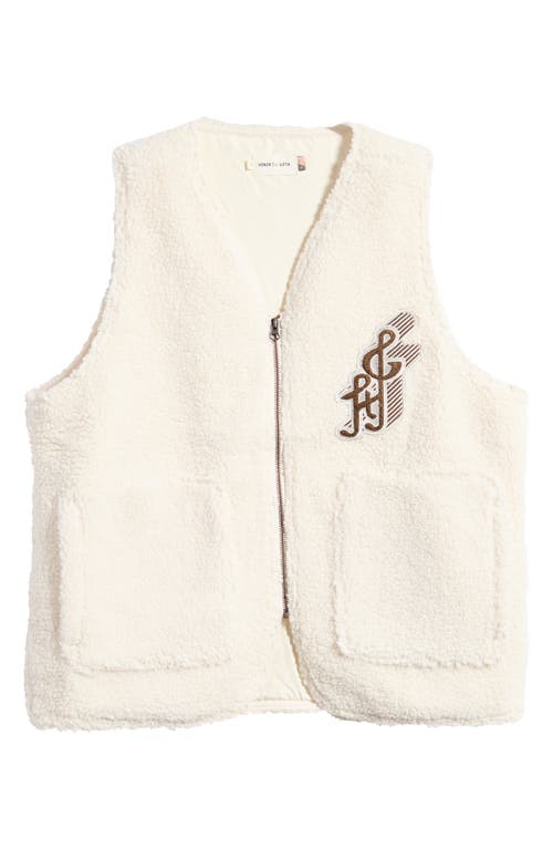 Shop Honor The Gift Teddy Notes Embroidered High Pile Fleece Vest In Cream