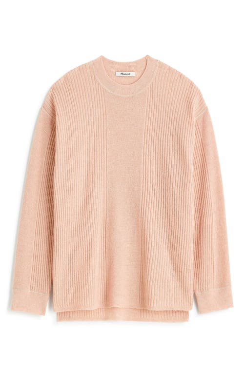 Shop Madewell Crewneck Alpaca Blend Rib Sweater In Heather Pale Blush