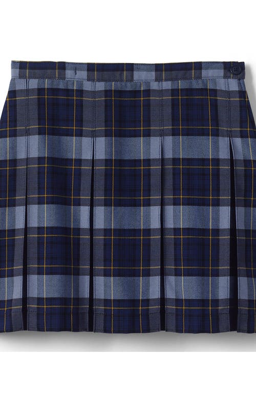 Shop Lands' End School Uniform Girls Plaid Box Pleat Skirt Top Of The Knee In Classic Navy Plaid