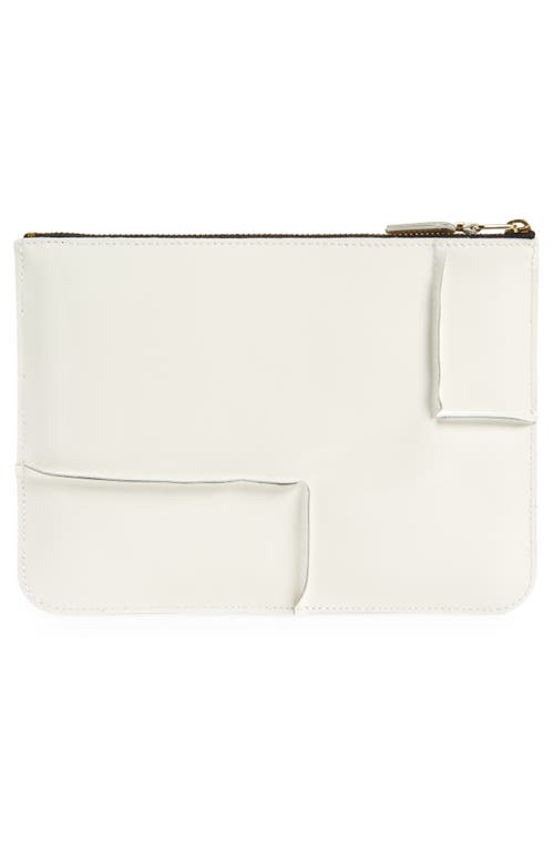 Shop Comme Des Garçons Wallets Large Seam Detail Zip Pouch In White