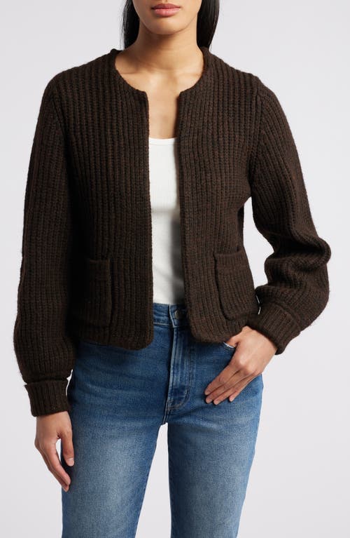 Wit & Wisdom Marled Blouson Sleeve Cardigan in Chocolate Truffle 