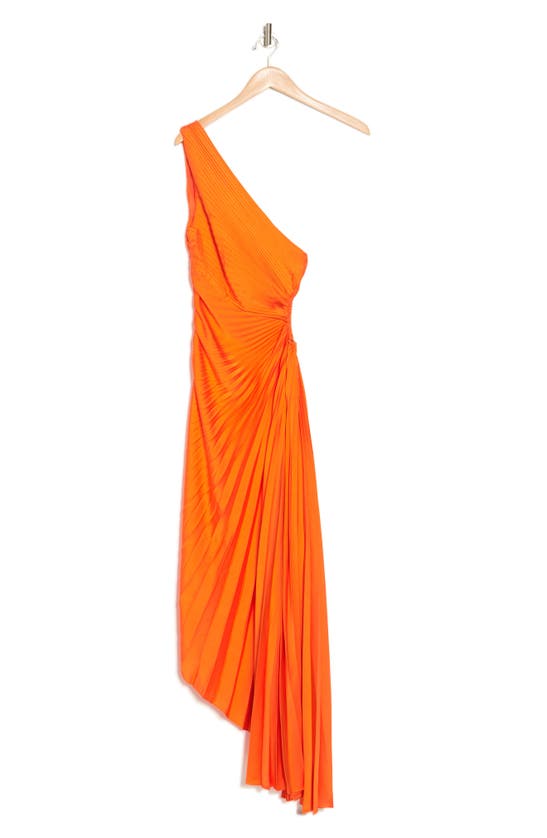 Shop A.l.c Delfina Pleated Cutout One-shoulder Dress In Citrouille