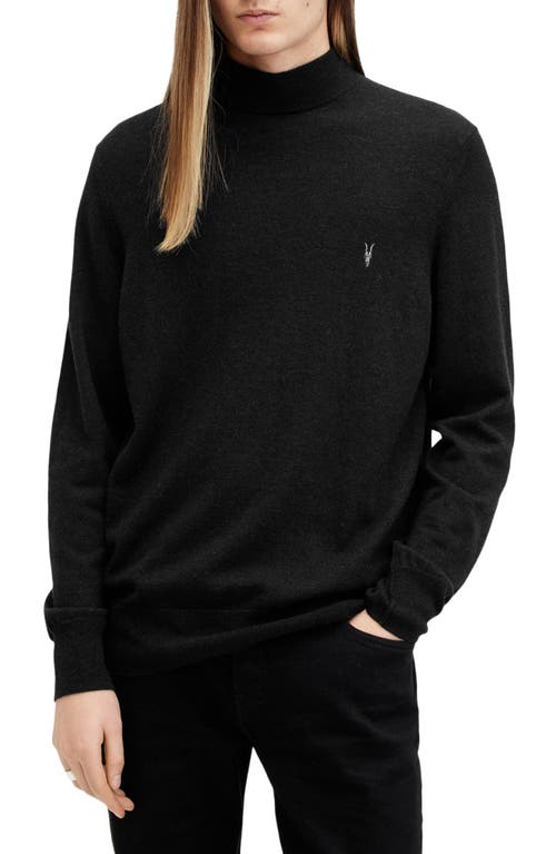 Shop Allsaints Kilburn Wool Blend Mock Neck Sweater In Cinder Black Marl