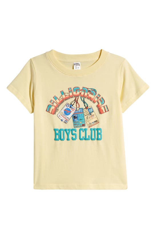 Billionaire Boys Club Kids' Cards Cotton Graphic In Pastel Yellow