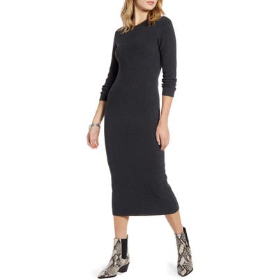 Treasure & Bond Crewneck Long Sleeve Sweater Dress, Grey