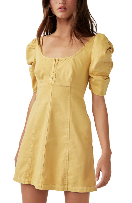 Free People Cheyenne Denim Minidress In Sand Dune