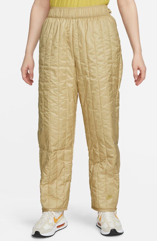 Nike Sportswear Therma-fit Tech Pack High Waist Crop Track Pants In Wheat Grass/ Barley