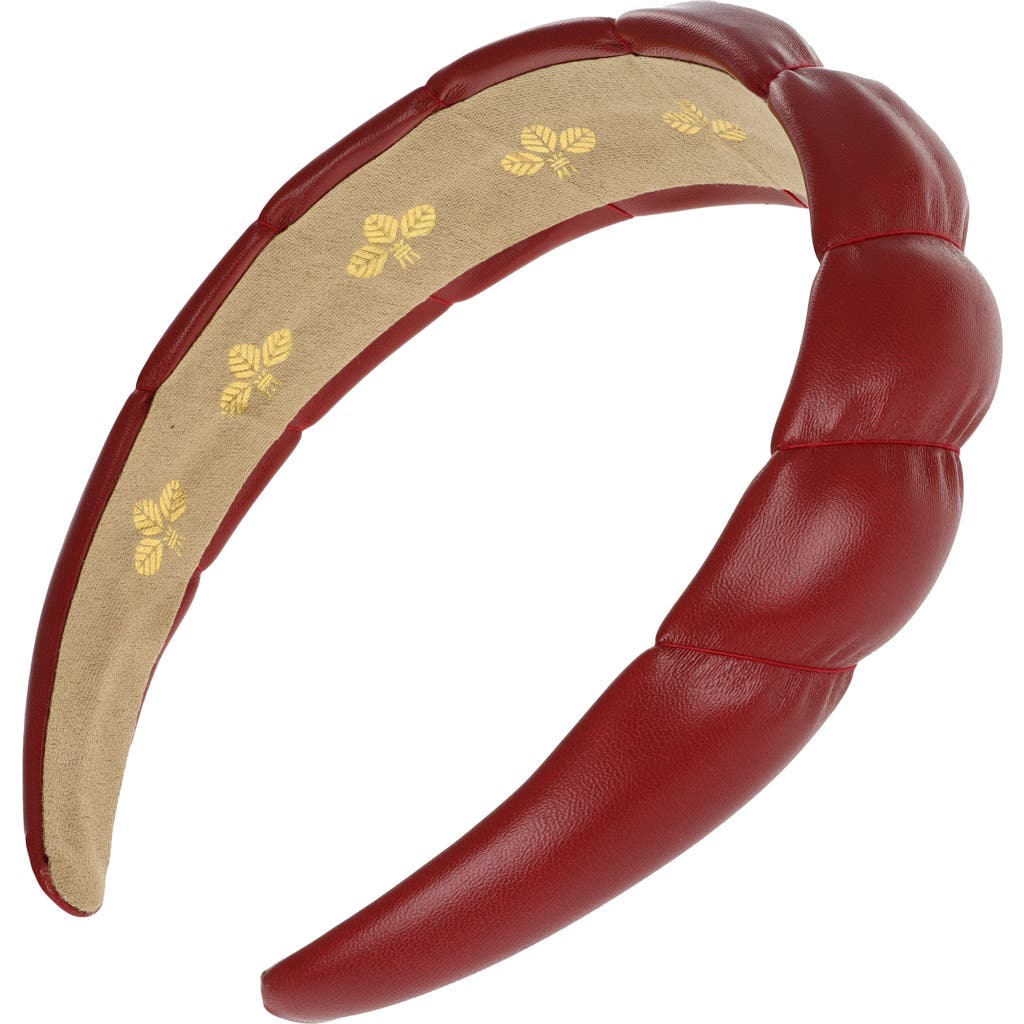 L. Erickson Calluna Padded Faux Leather Headband in Ruby Red