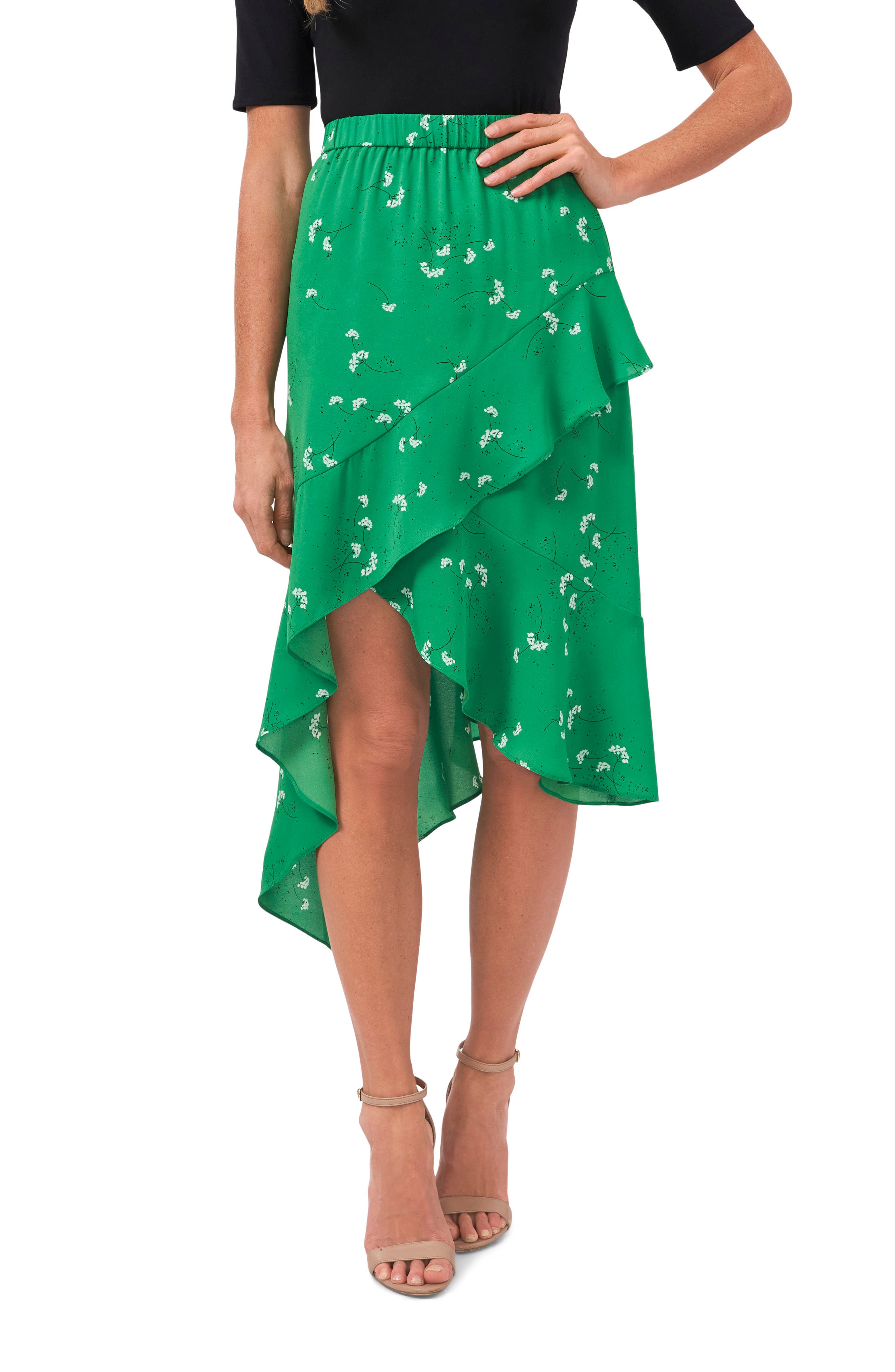 cece floral print asymmetrical dress