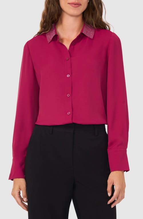 Halogenr Halogen(r) Rhinestone Accent Button-up Shirt In Raspberry