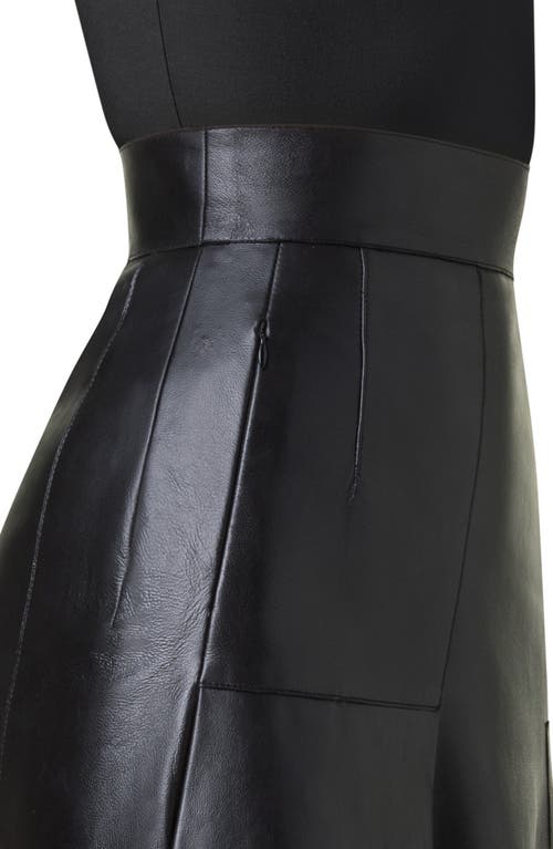 Shop Akris Lacquered Lambskin Leather A-line Skirt In Black