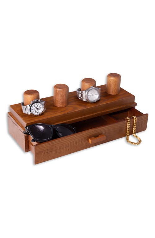 Bey-berk Wood & Acrylic Watch Case In Brown