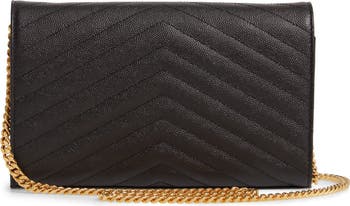 SAINT LAURENT PARIS Wallet Chain 377828 V stitch leather Ivory Women U –