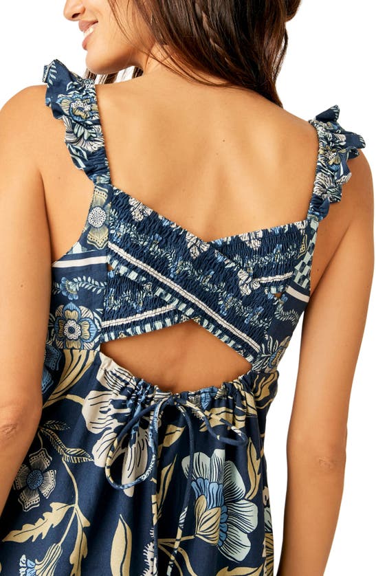 Free People Bali Albright Womens Cotton Printed Jumpsuit In Navy Combo