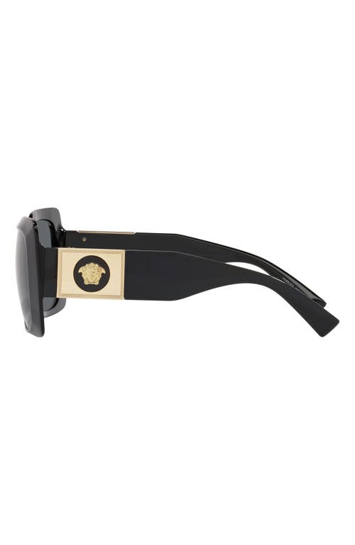 Shop Versace 54mm Rectangle Sunglasses In Black/dark Grey