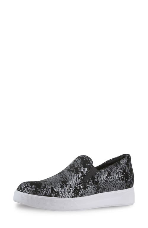 Munro Lennox Slip-on Sneaker In Black Snake Print Suede
