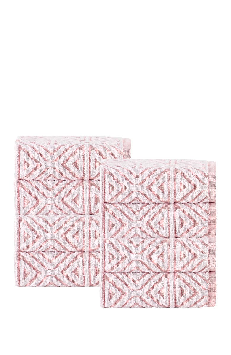 ENCHANTE HOME Glamour Turkish Cotton Wash Cloth - Pink - Set of 8, Main, color, PINK