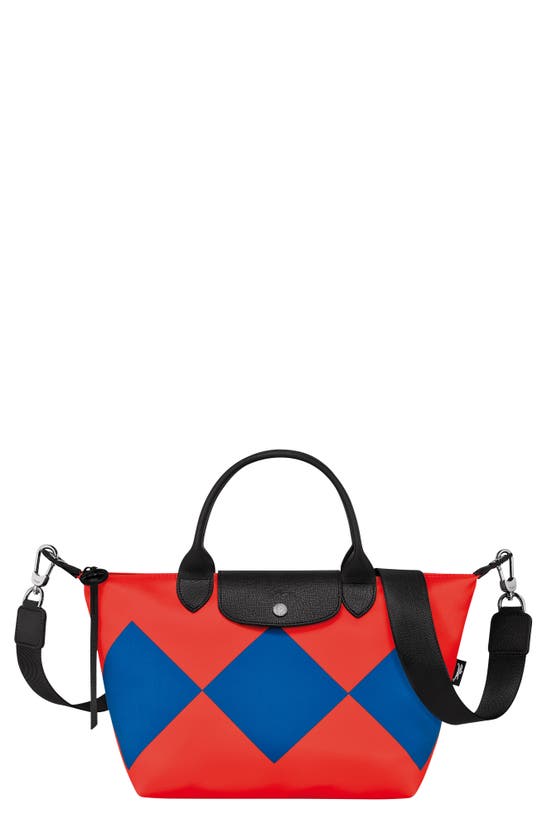 Longchamp Small Le Pliage Casaque Recycled Canvas Crossbody Bag In Red/ Cobalt