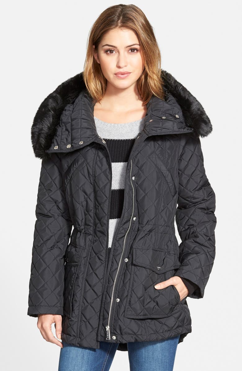 DKNY Faux Fur Trim Quilted Parka (Online Only) | Nordstrom