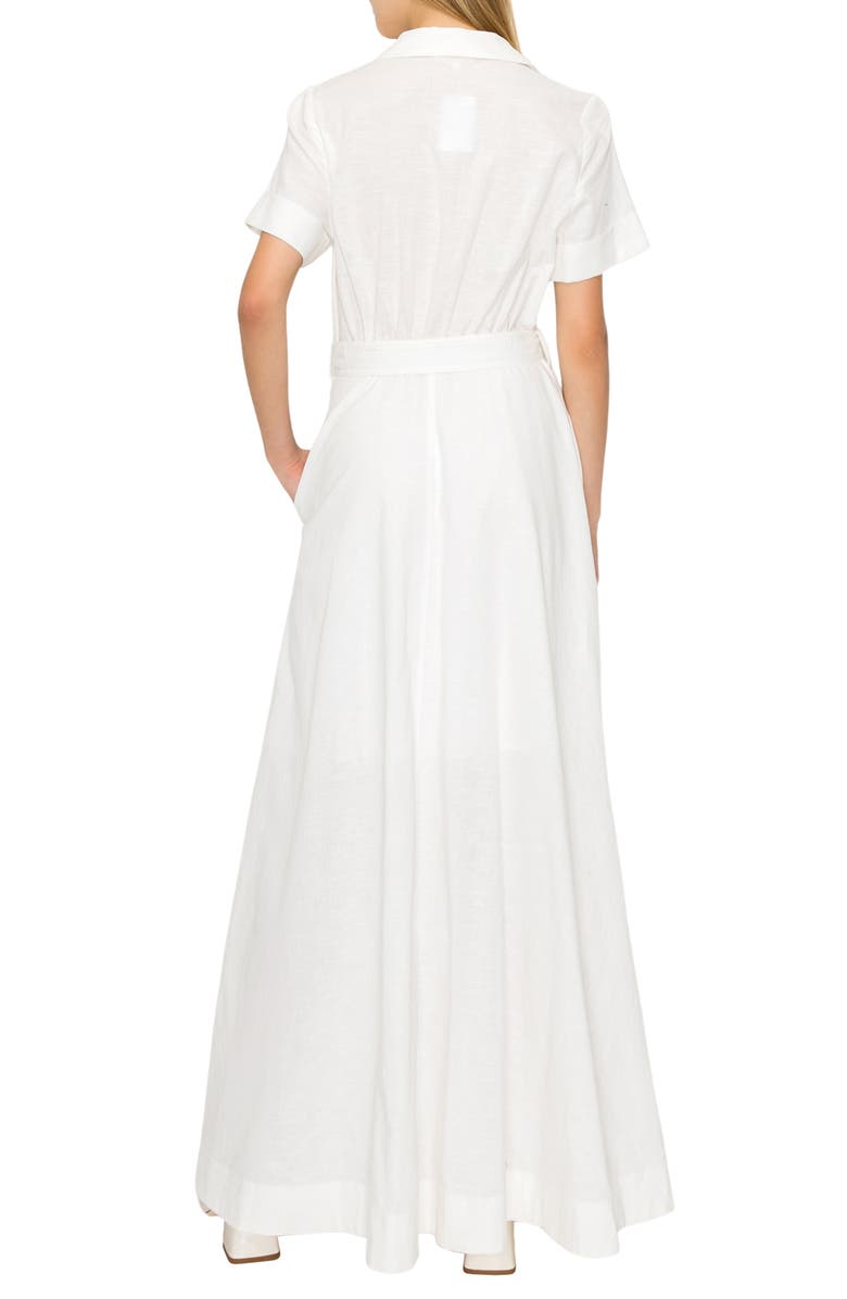 MELLODAY Belted Linen Blend Maxi Shirtdress | Nordstrom