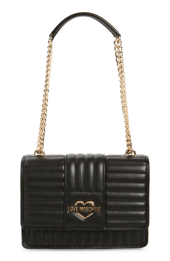 Love Moschino Borsa Quilted Faux Leather Shoulder Bag In Black