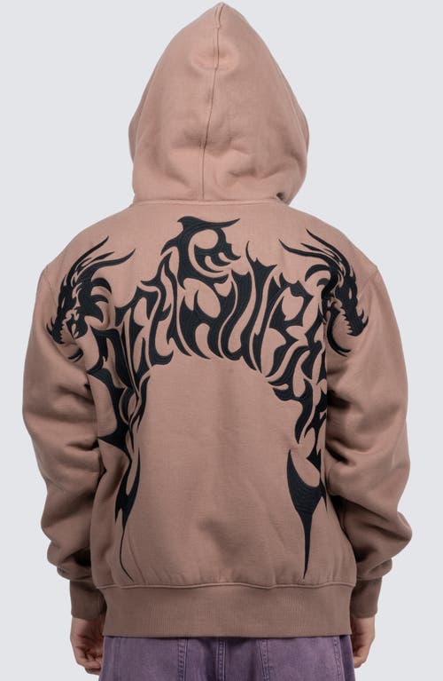 Shop Pleasures Dragon Fleece Graphic Hoodie In Brown