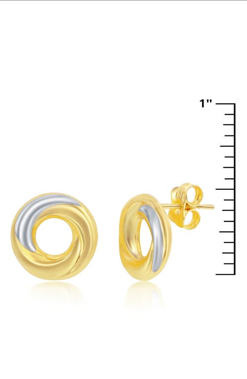 Shop Simona 14k Two-tone Gold Twisted Stud Earrings In Gold/white