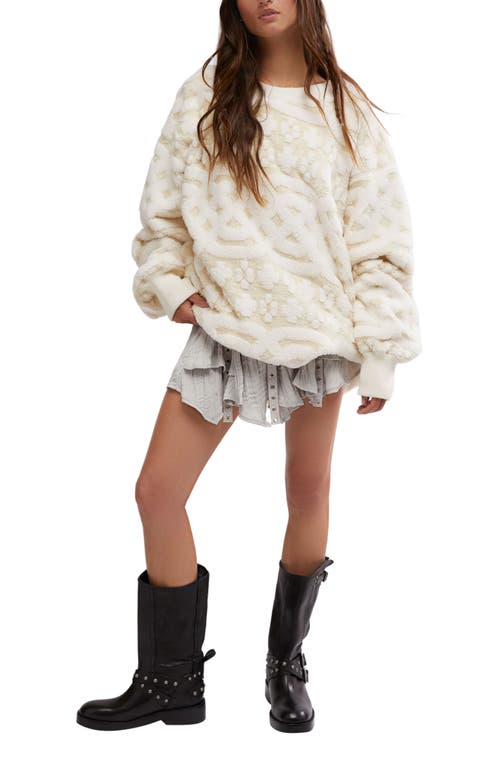 Shop Free People Oversize Faux Fur Sweatshirt In Ivory Combo