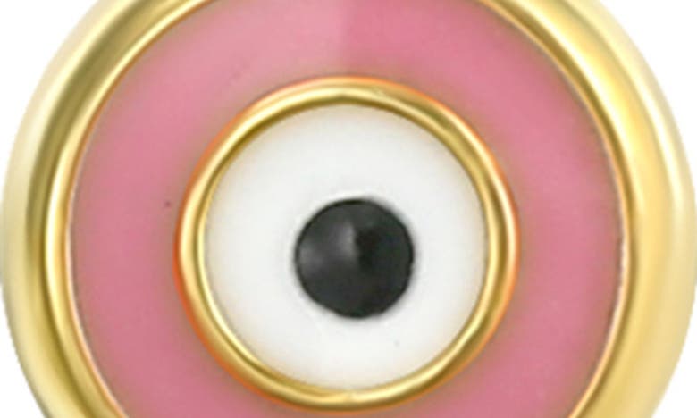 Shop Candela Jewelry Enamel Evil Eye Stud Earrings In Pink/gold