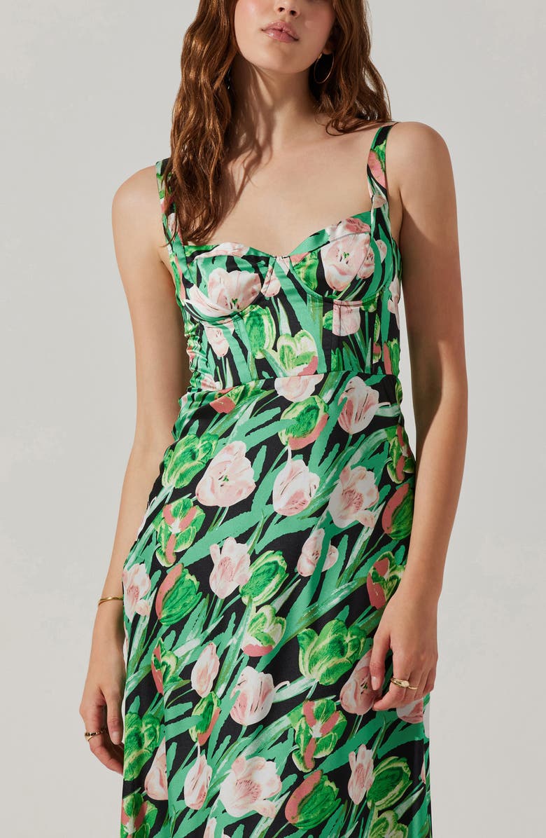 ASTR the Label Floral Corset Satin Dress | Nordstrom