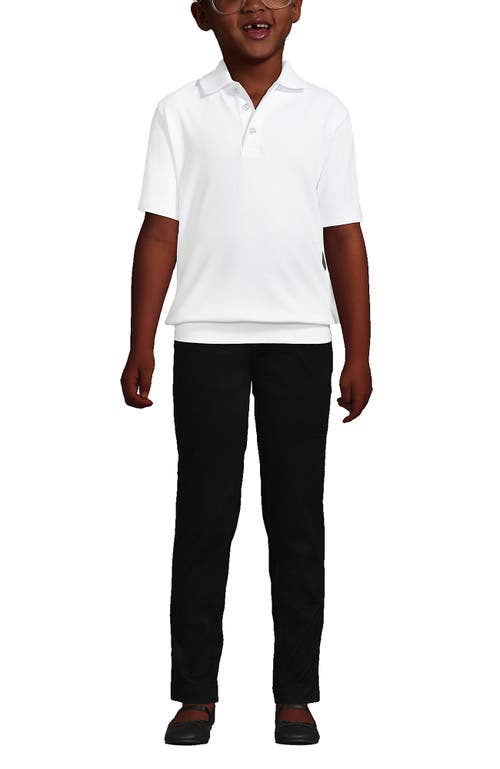 Shop Lands' End School Uniform Big Kids Short Sleeve Banded Bottom Polo Shirt In White