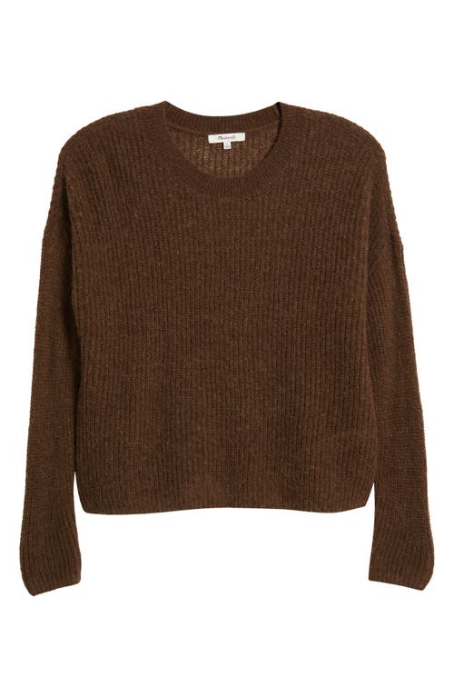 Shop Madewell Ribbed Crewneck Sweater In Heather Cocoa