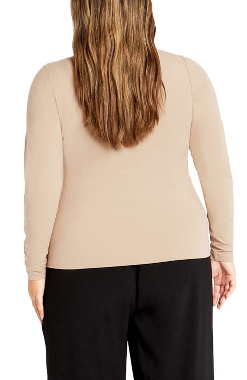 City Chic Liz Scoop Neck Jersey Top In Latte