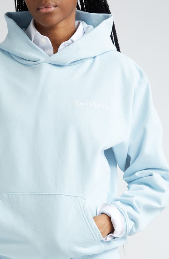 Shop Sporty And Rich Sporty & Rich Eat More Veggies Cotton Graphic Hoodie In Baby Blue