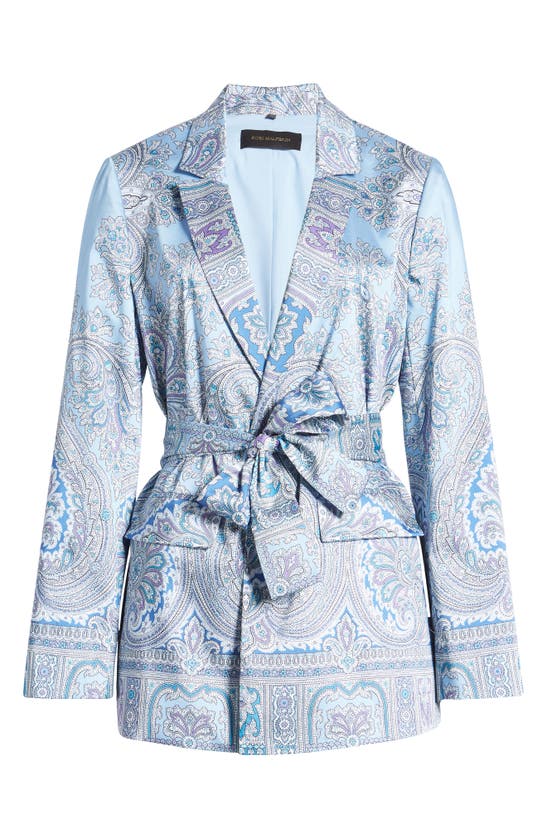 Shop Kobi Halperin Anya Paisley Satin Jacket In Powder Blue Multi