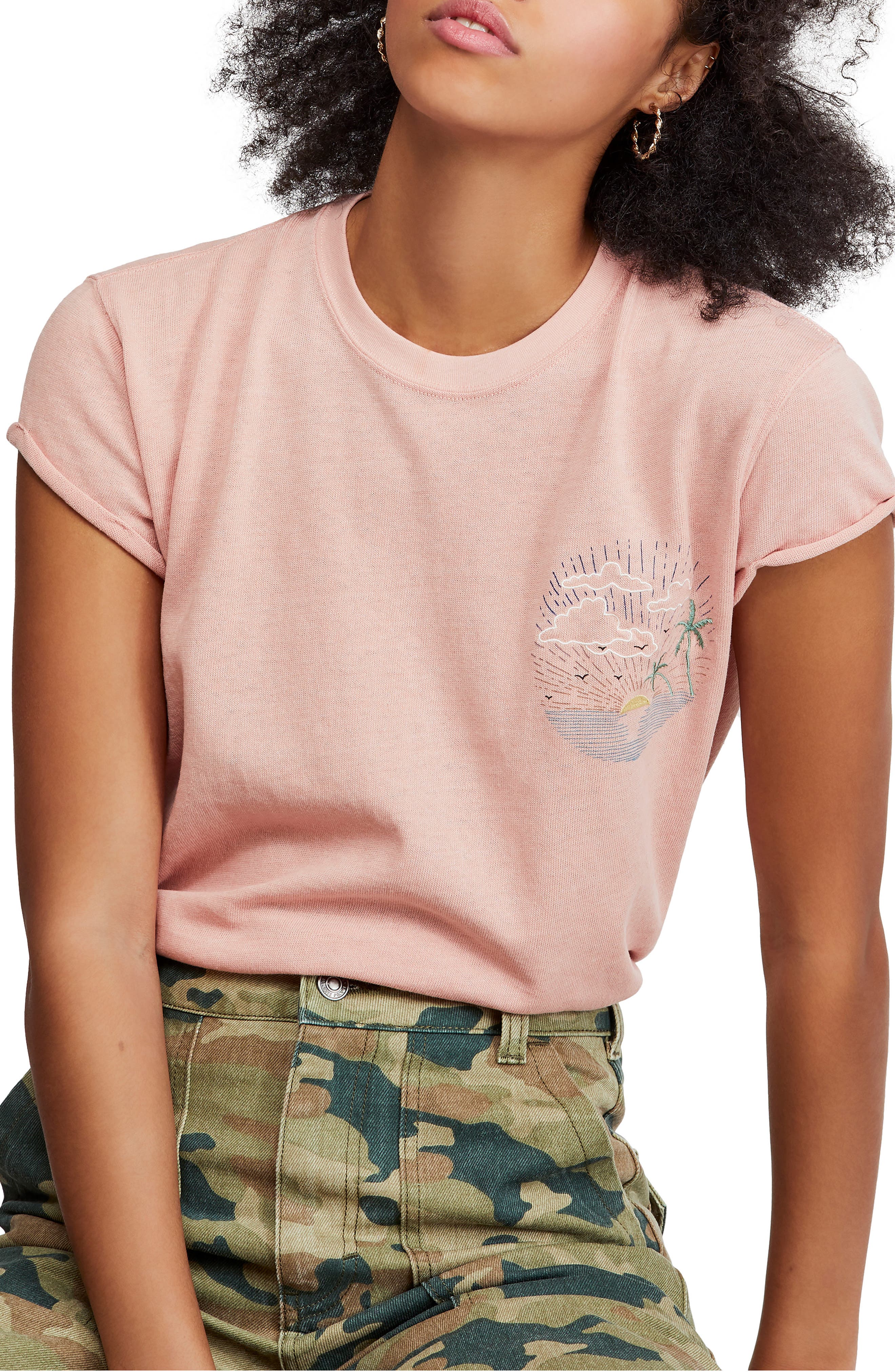 Free People Wipe Out Graphic Tee, Pink